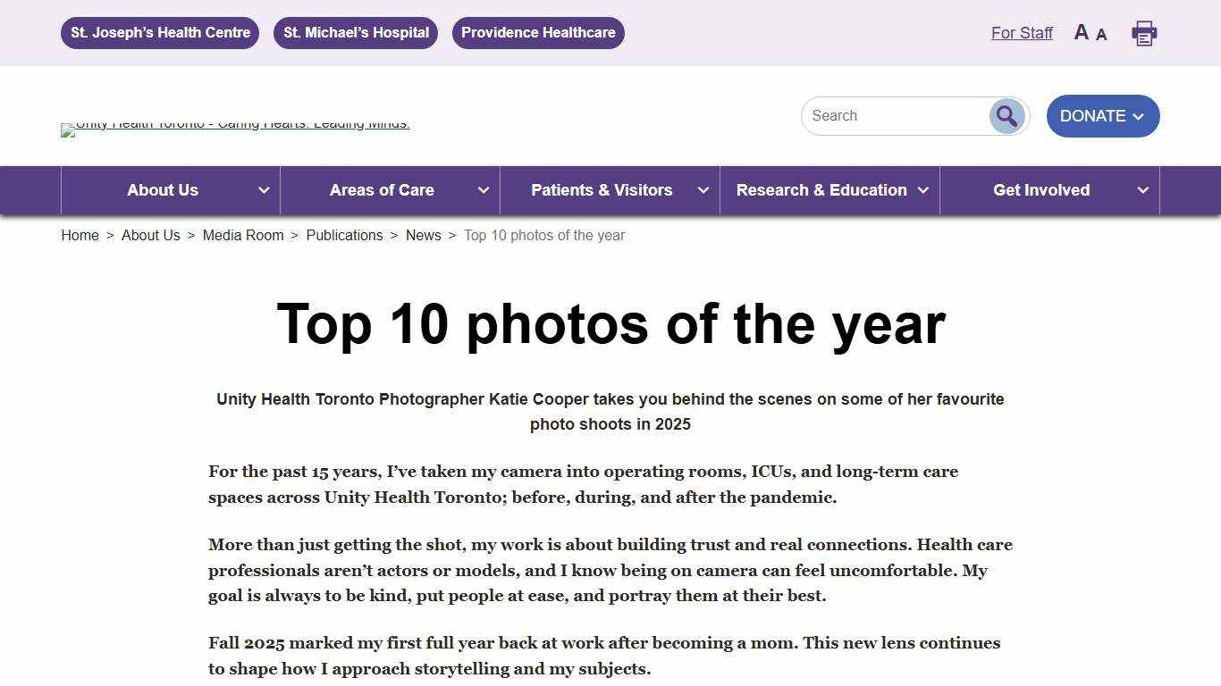 Top 10 photos of the year - Unity Health Toronto